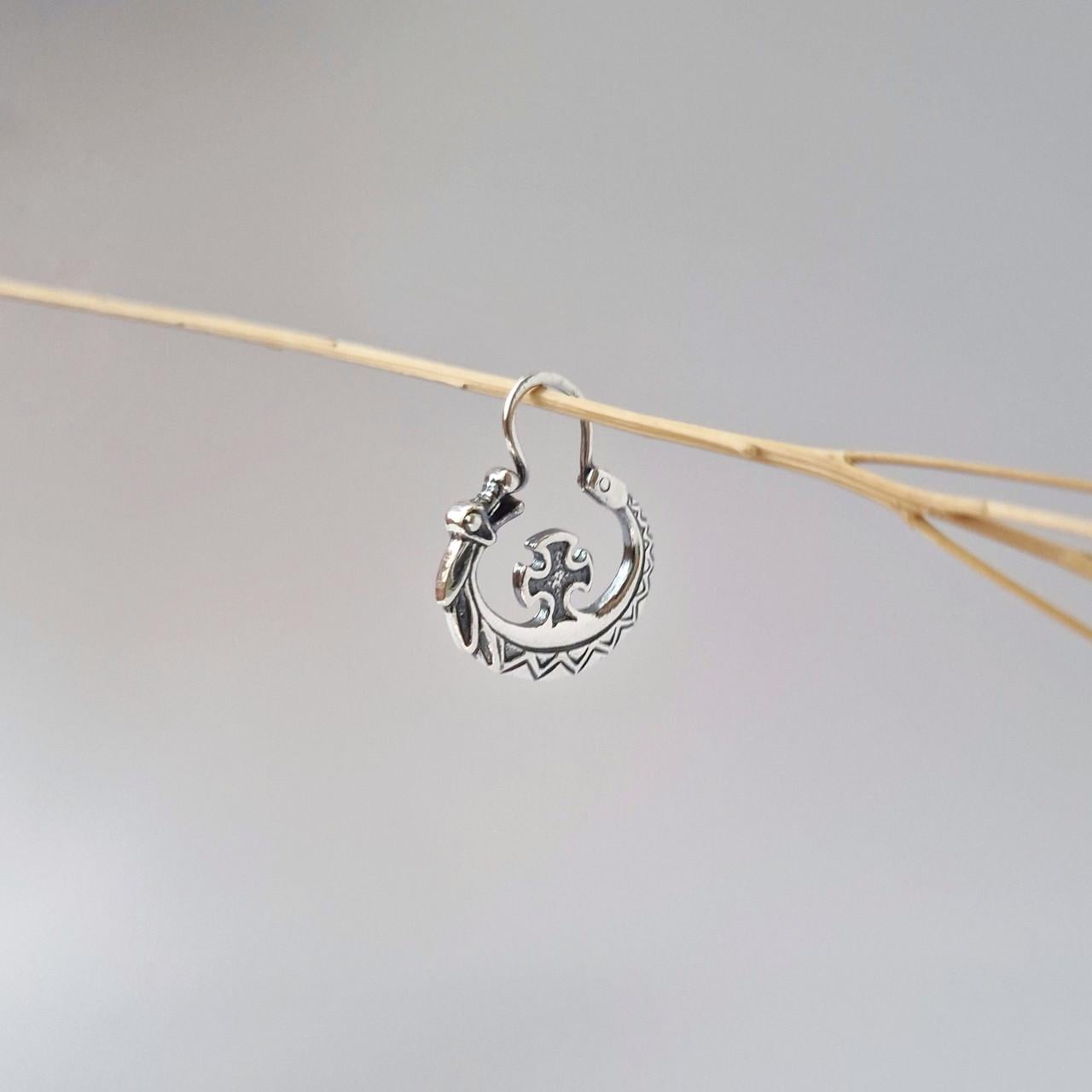 Сережка срібна Козацька 502ч 20 мм 1 шт. 925 проби чорнене 2,60 г (34321884)