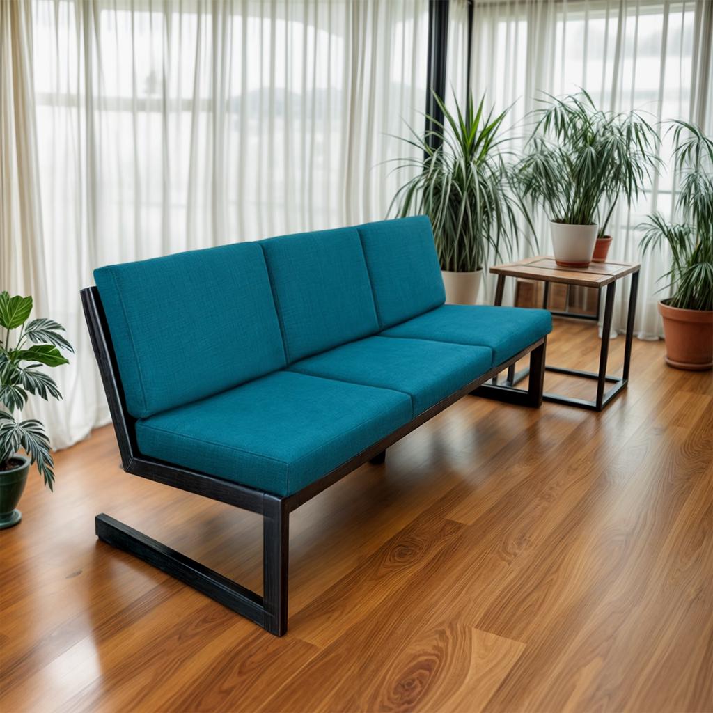 Диван металлический ТОБІ ШО Флекс/DV6 с 6 подушками для офиса дачи сада 750x1560x700 мм рогожка Бирюзовый (16) - фото 1