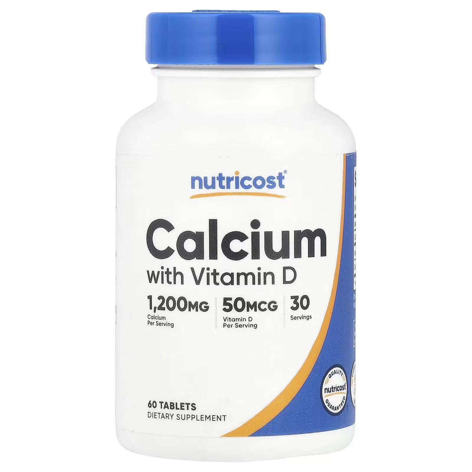 Кальций и витамин D. Nutricost Calcium with Vitamin D 60 табл.