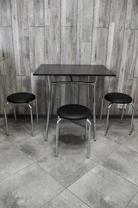 Кухонний комплект CHICO Тріо стіл/табурети 3 шт. в хромі 60х80х75 см Чорний (28374732)