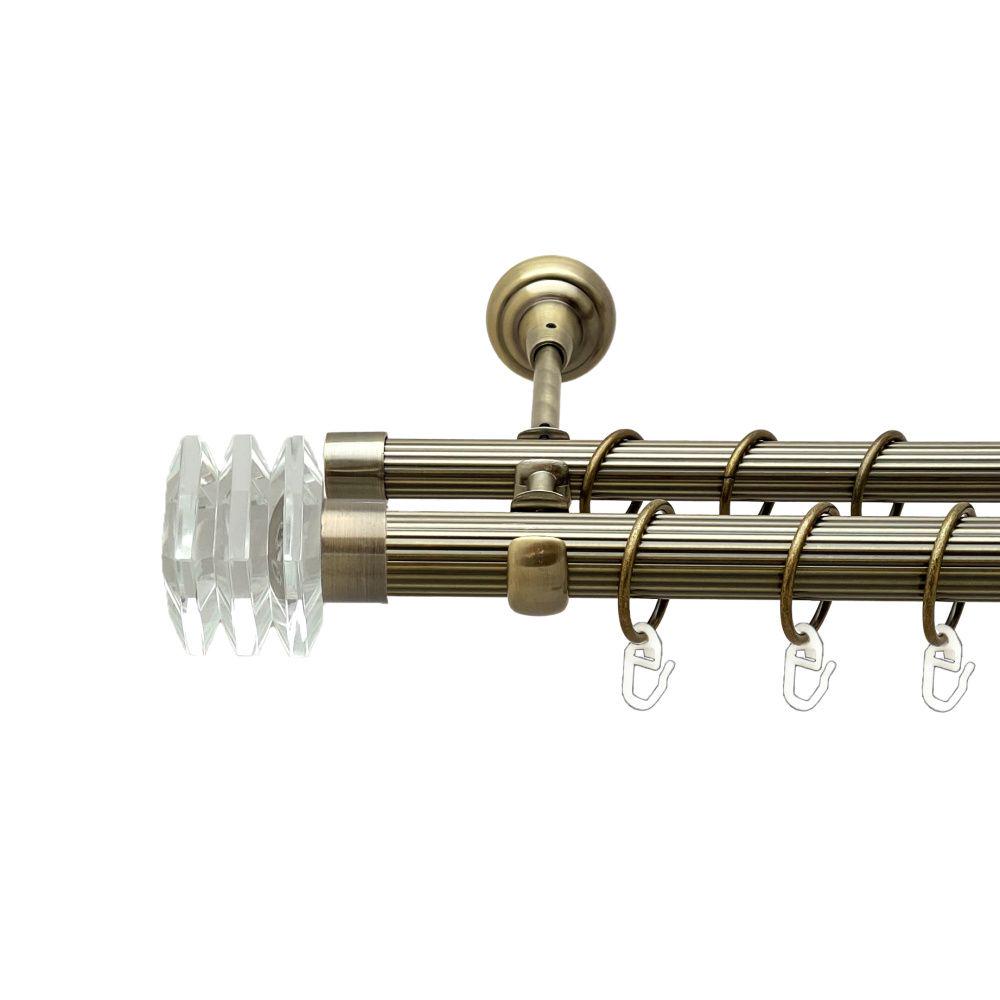 Карниз металевий Orvit Міліора дворядний відкритий/рифлена труба/кільце металеве Антик 25/19 мм 300 см (00-00017806)