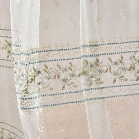 Тюль фатин IDEIA Марсель V-3 2,95 м з вишивкою Бірюзовий/Молочний (2200004242712)