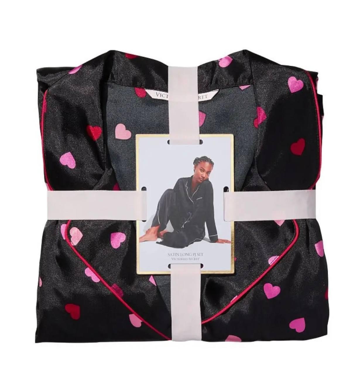 Піжама жіноча сатинова Victoria's Secret Satin Long Pajama Set XS Чорний (13125534) - фото 5