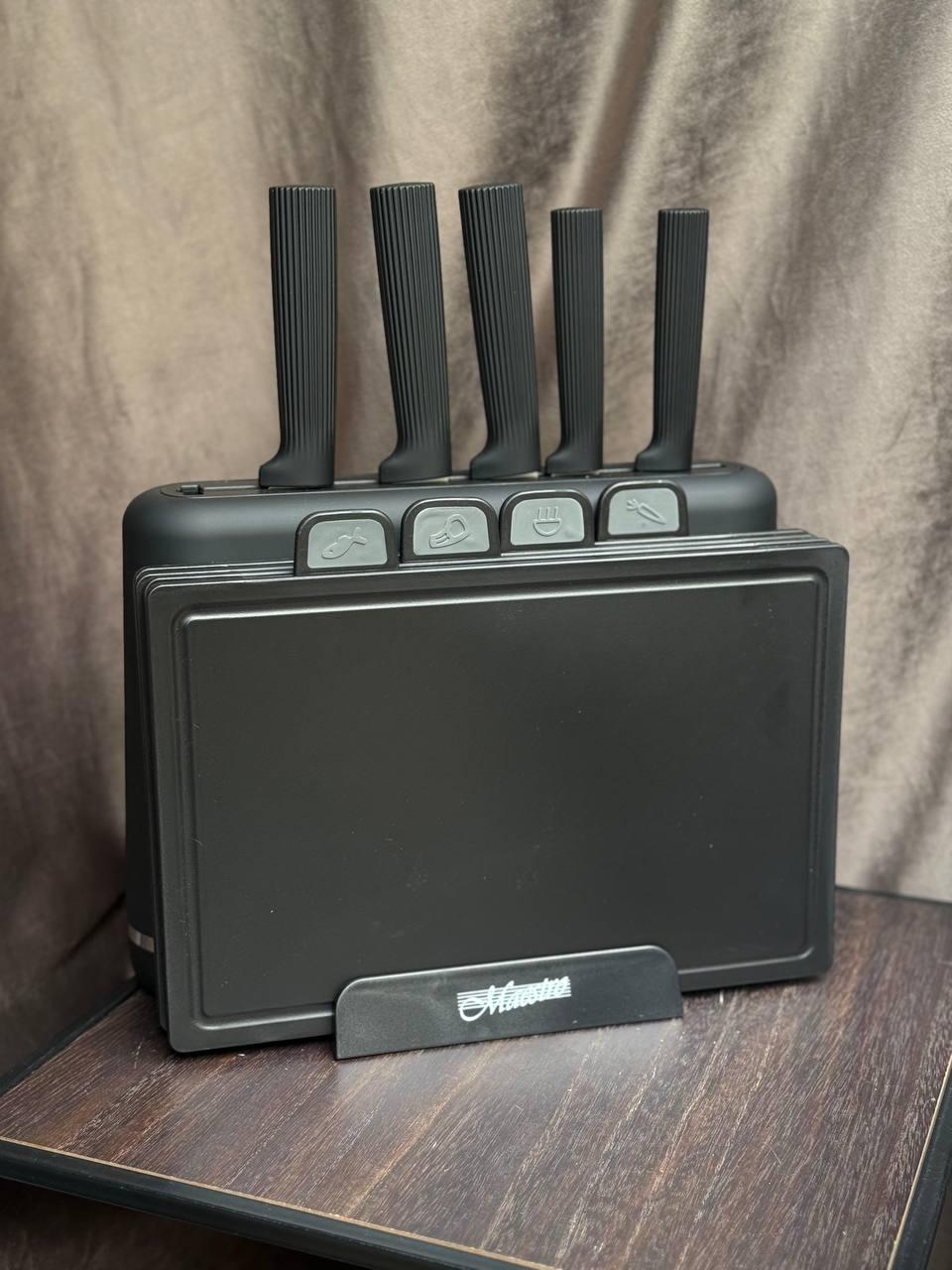 Набор разделочных досок и кухонных ножей Maestro 10 предметов Черный (MR-1412-BLACK) Набор разделочных досок и кухонных ножей Maestro 10 предметов Черный (MR-1412-BLACK)