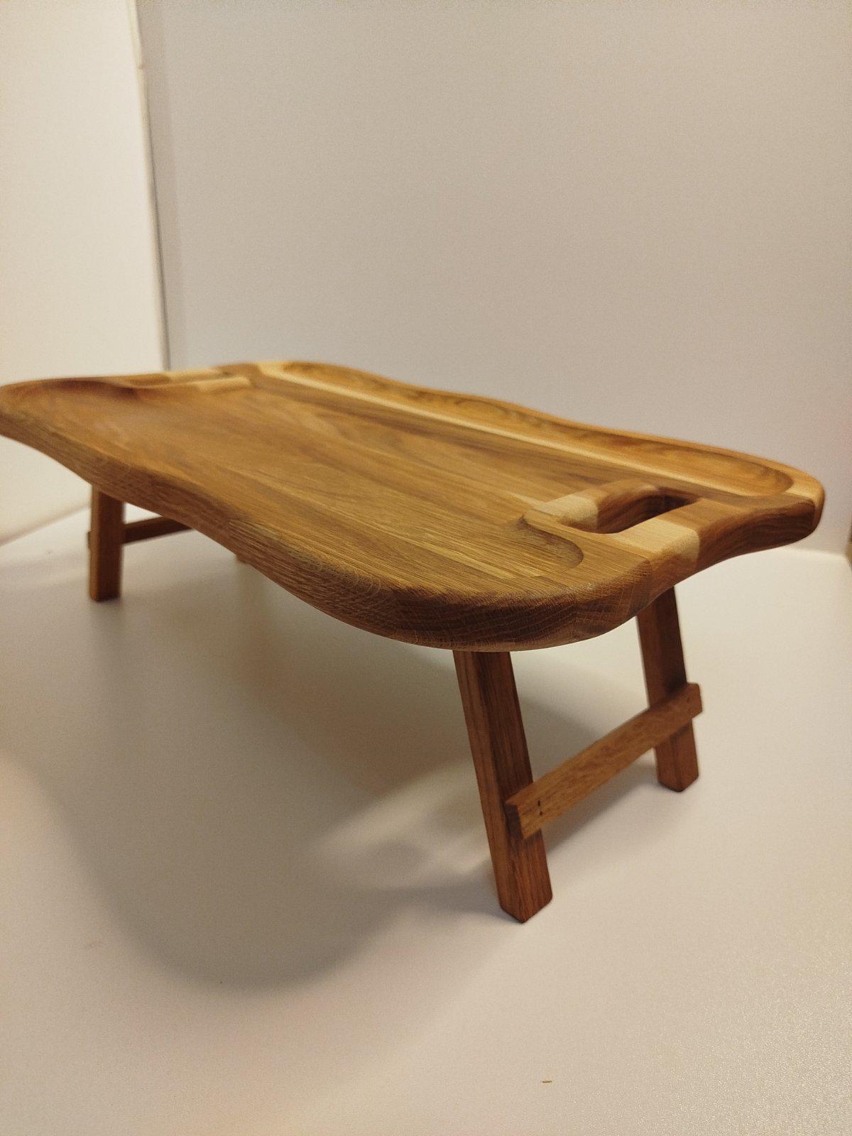 Поднос-столик раскладной дубовый 47х29 см Коричневый (29738410) - фото 3