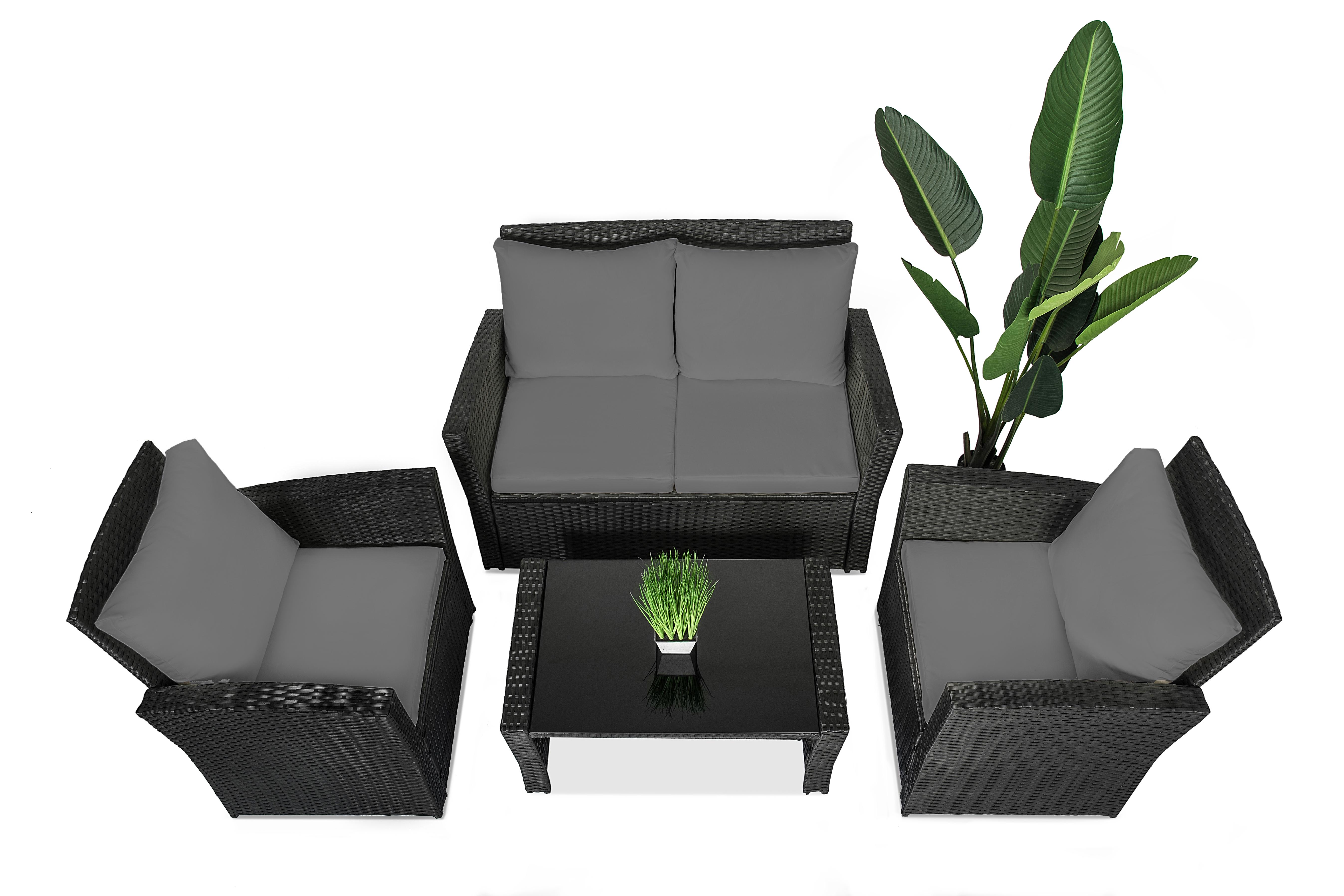 Набір садових меблів Just Relax Comfort з ротангу зі сталевим каркасом Чорний/Сірий (JR-209)