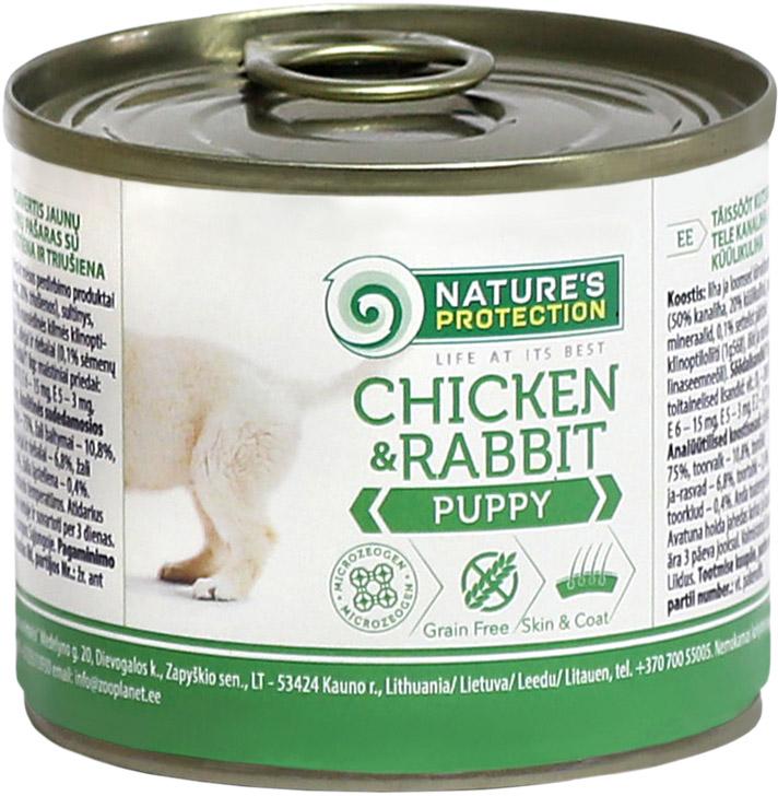 Корм влажный для щенков Nature's Protection Puppy chicken&rabbit с курицей и кроликом 200 г (4771317450890)