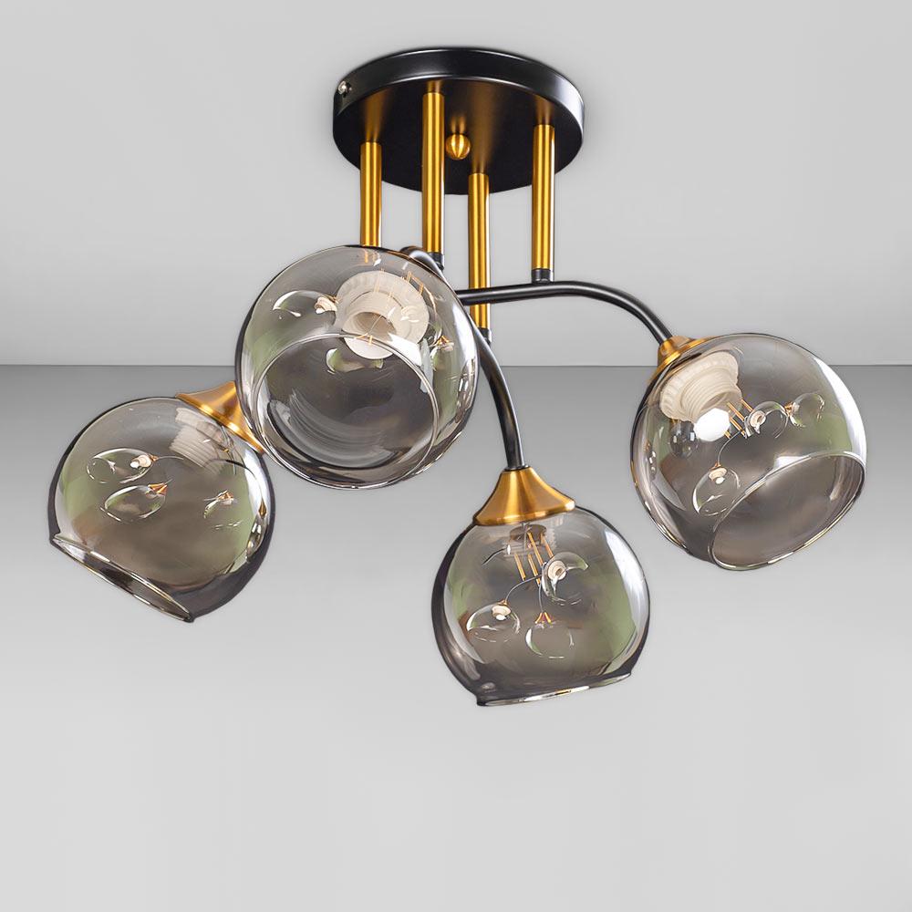 Люстра потолочная Light House DX-18867-4 BK/DGD 460х460х300 мм Черный/Золотой/Стальной Люстра потолочная Light House DX-18867-4 BK/DGD 460х460х300 мм Черный/Золотой/Стальной