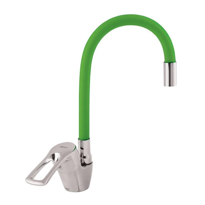 Смеситель для кухни Zerix YUB 181 с гибким изливом Зеленый (ZX0437)