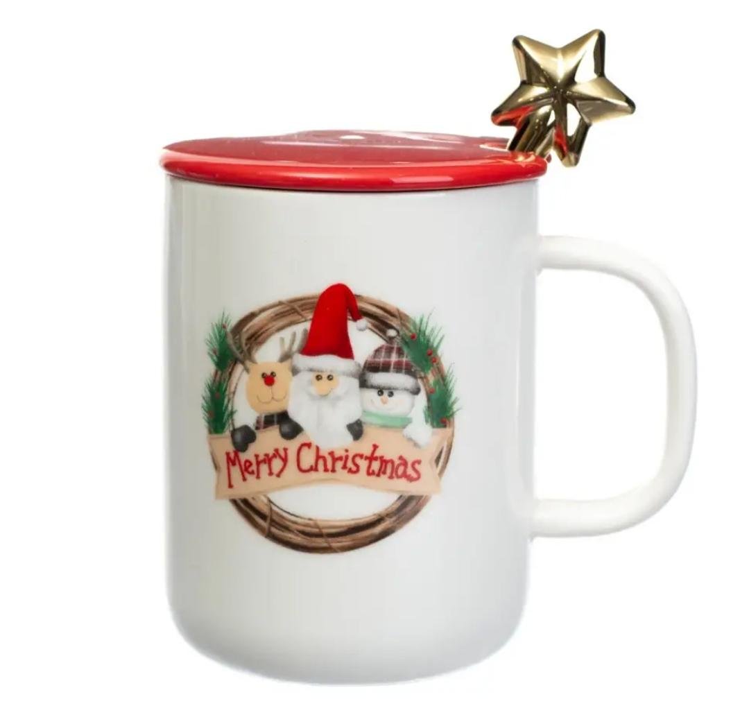 Кружка Olens Різдвяна втіха з кришкою та ложкою 430 мл Білий (8030-293) - фото 1 Кружка Olens Різдвяна втіха з кришкою та ложкою 430 мл Білий (8030-293) - фото 1