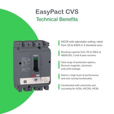 Автоматический выключатель Schneider Electric EasyPact CVS100B TM80D 3P3D - фото 2 Автоматический выключатель Schneider Electric EasyPact CVS100B TM80D 3P3D - фото 2