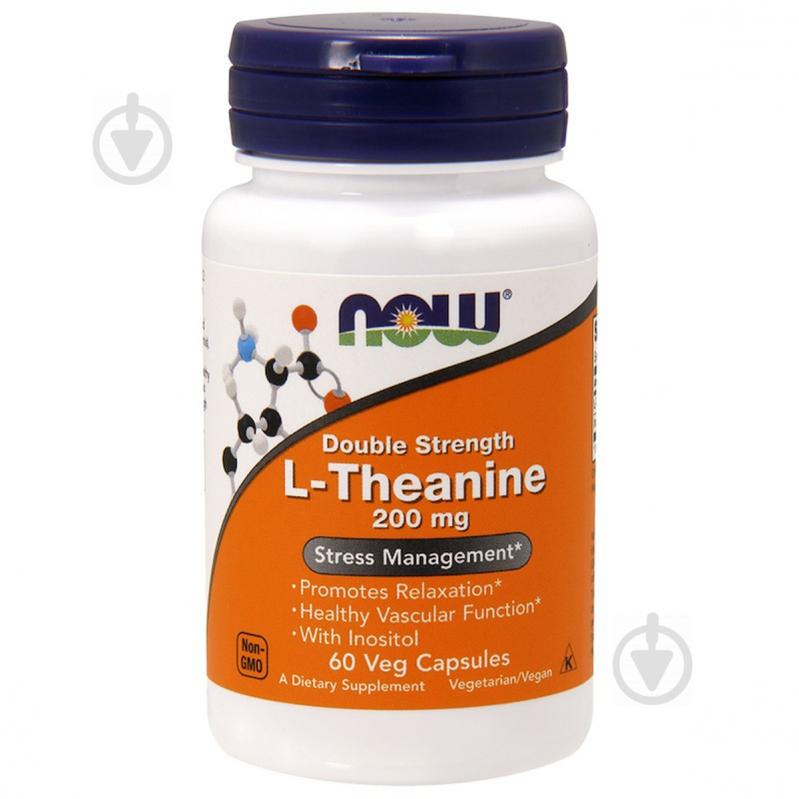 L-Теанин, L-Theanine, Double Strength, Now Foods, 200 мг, 60 вегетарианских капсул L-Теанин, L-Theanine, Double Strength, Now Foods, 200 мг, 60 вегетарианских капсул