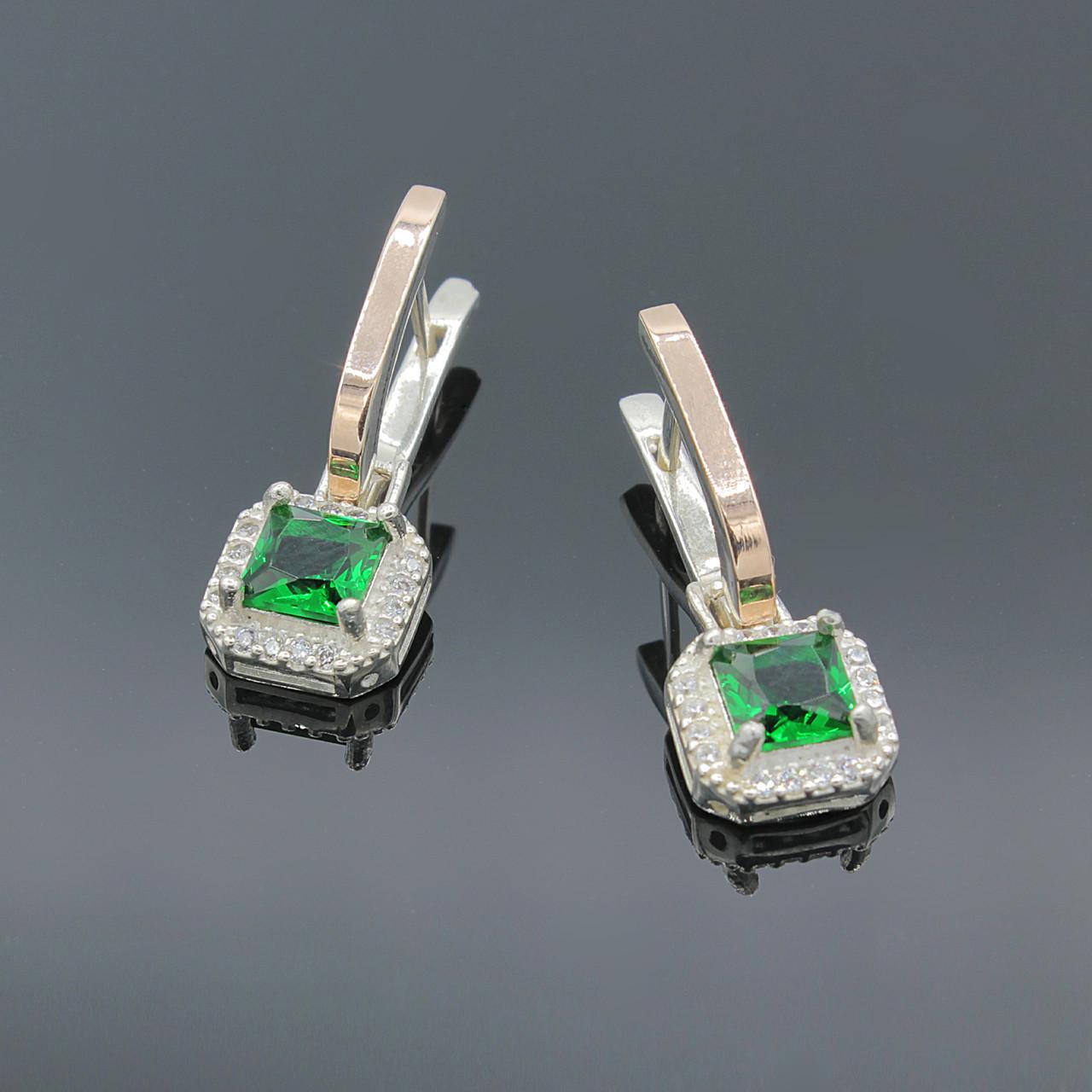 Серебряные серьги с золотыми пластинами Магический квадрат