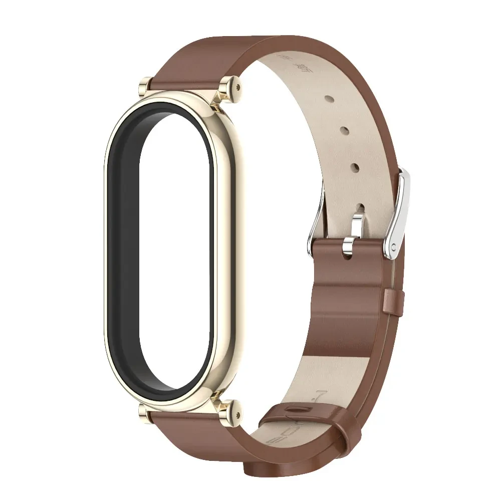 Ремешок для фитнес-браслета Xiaomi Mi Band 3/4 Type B кожаный Коричневый/Золотой (2229710932)