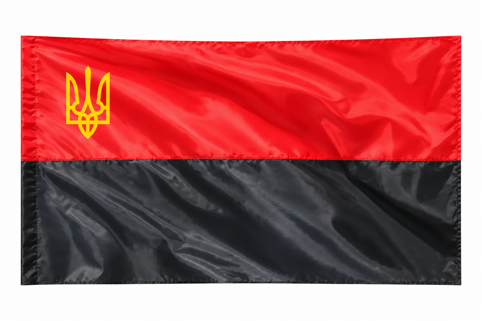 Прапор УПА з Тризубом атласний без штоку 140x90 см Червоно-чорний (SZ-782018)