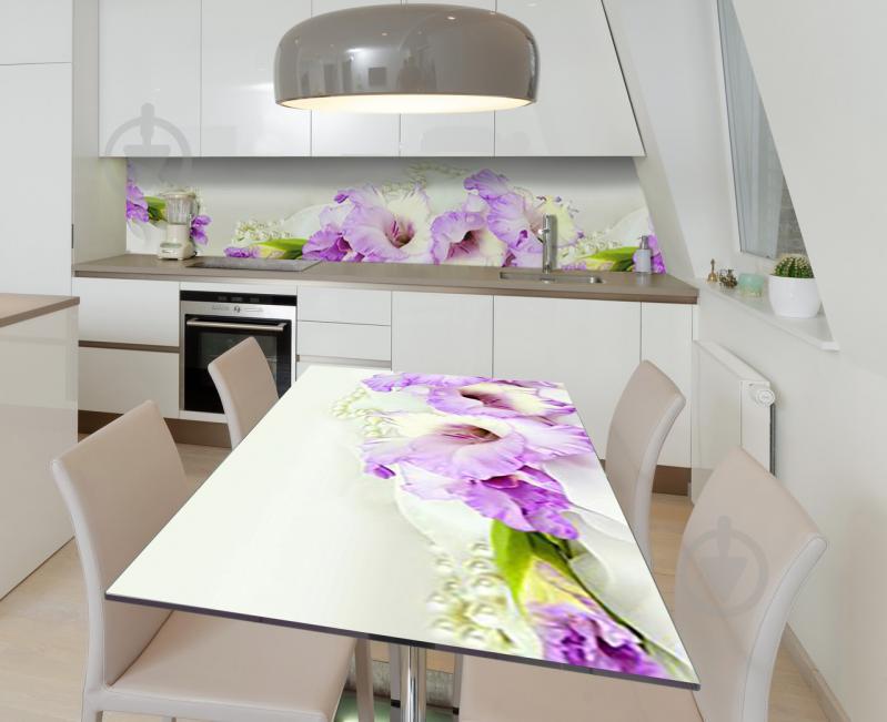 Наклейка 3Д виниловая на стол Zatarga «Обаяние ирисов» 650х1200 мм для домов, квартир, столов, кофейн, кафе