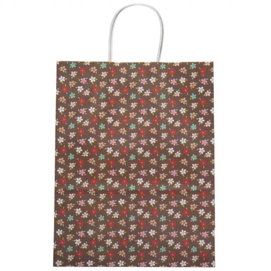 Подарочный пакет Elisey Милые цветочки 25,5х33 см 4 шт. Коричневый (9078-010)