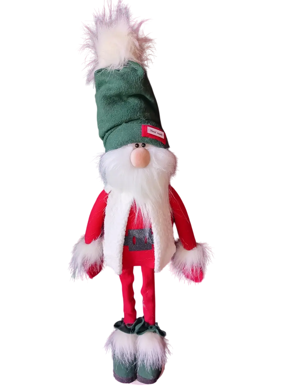 Новогодняя игрушка "Гном-Санта Скандинавский" из трикотажа 85 см Красно-зеленый (150-41-Гном №10)
