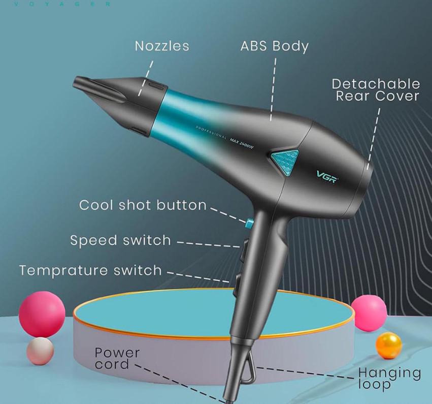Фен для волосся VGR V-455 2 режими 2000 Вт Синій (2390000038) - фото 11