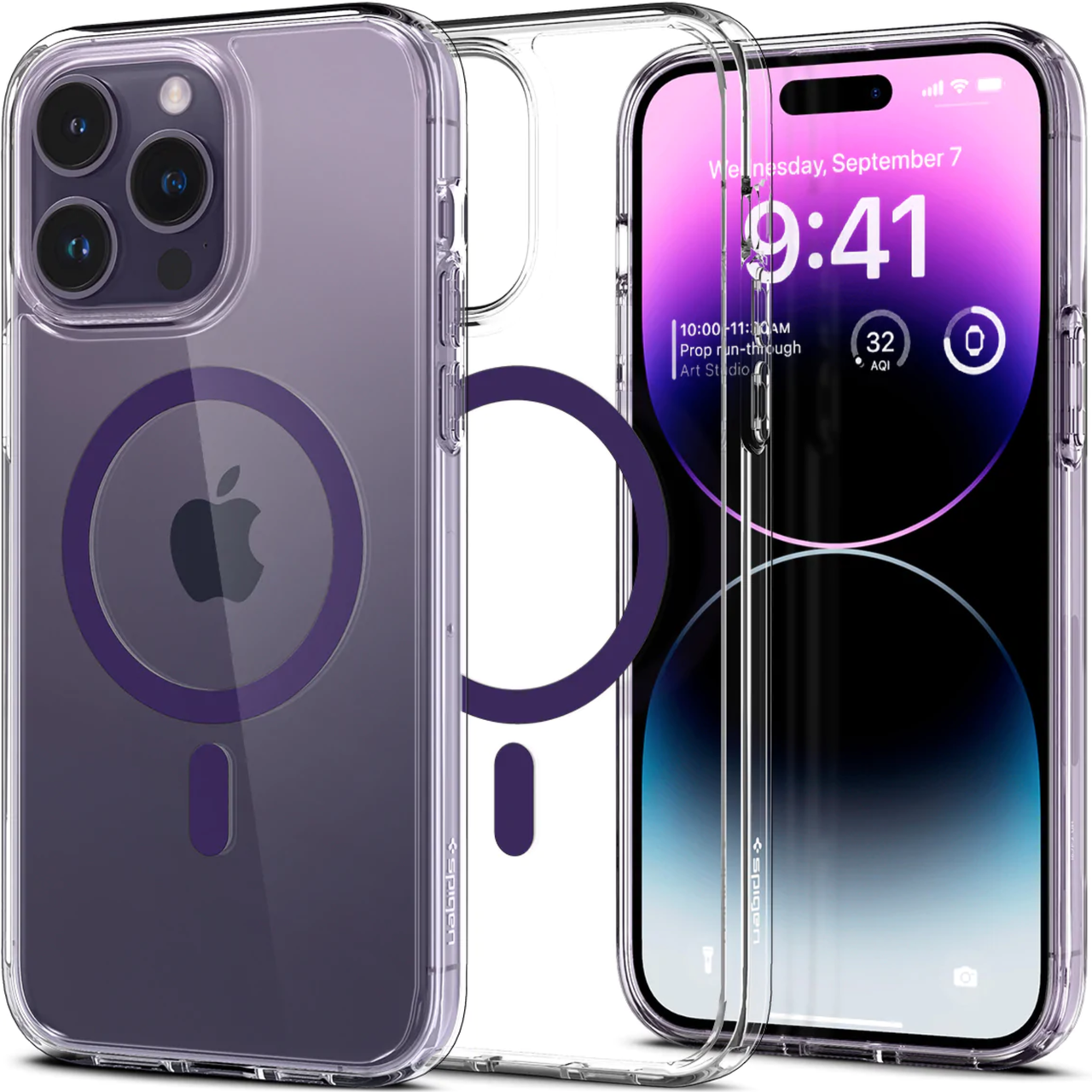 Прозрачный чехол накладка Spigen Ultra Hybrid Mag MagSafe Case for iPhone 14 Pro, Deep Purple (ACS05585)