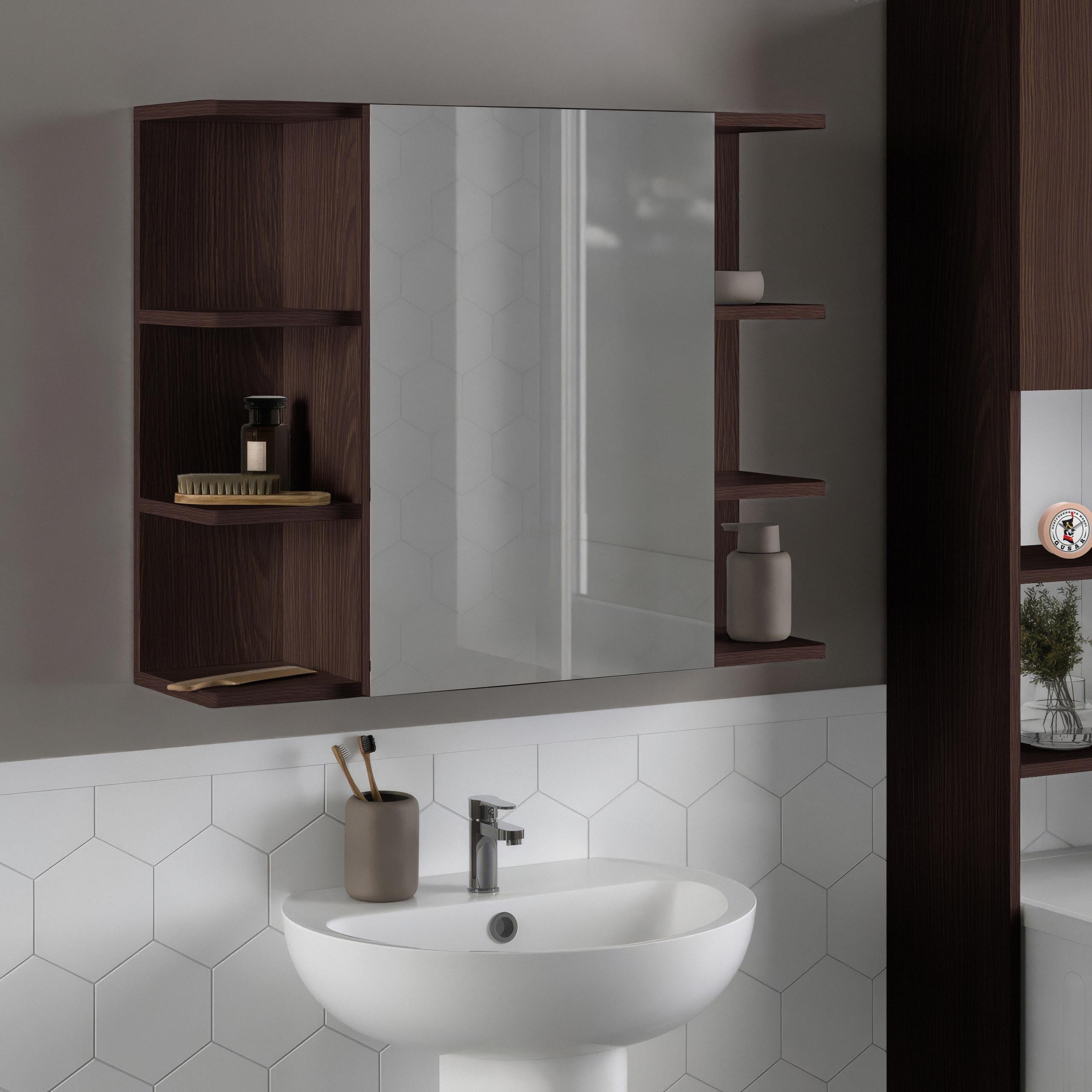 Зеркало с полочками для ванной комнаты F-23 794х212х640 мм Венге Магия Зеркало с полочками для ванной комнаты F-23 794х212х640 мм Венге Магия