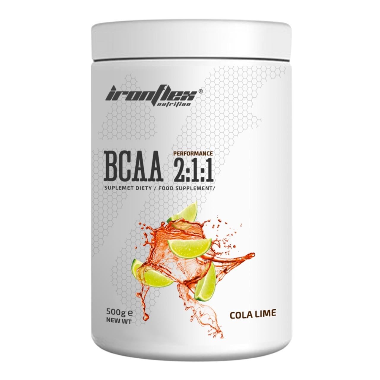 Аминокислота BCAA для спорта IronFlex BCAA Performance 2-1-1 500 г 100 порций Cola Lime