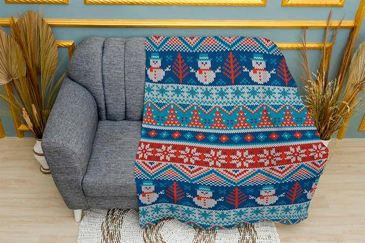 Плед плюшевый Новогодний паттерн однослойный 150х210 см Красный (114621-5)