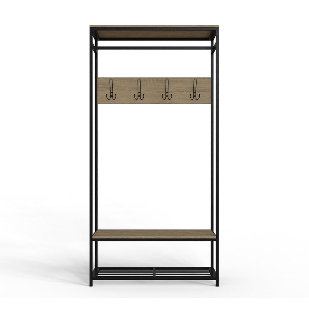 Вішалка модульна підлогова Ferrum-decor Треліс 15 ДСП 16 мм 180x90x38 см Чорний/Дуб Сонома (FRD-104364)