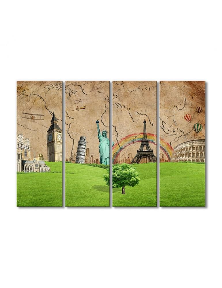 Картина модульная Путешествие 4 модуля 80x120 см