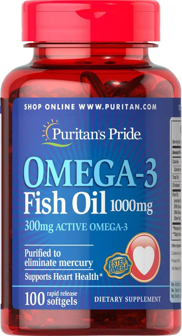 Риб'ячий жир Puritan's Pride Omega-3 1000 мг/100 капсул (003832)