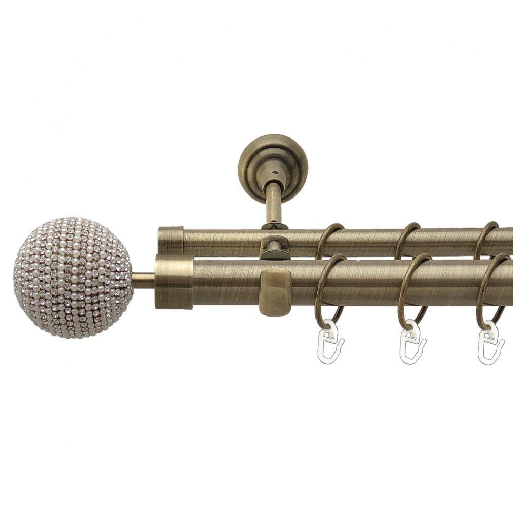 Карниз Orvit Карера металевий дворядний відкритий гладка труба кільце металеве 25/19 мм 200 см Антик (4199049)