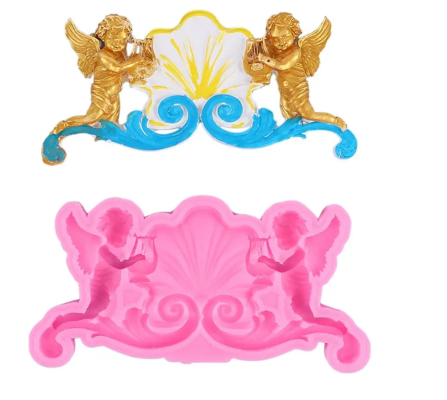 Молд силиконовый Ангелы с арфами 135x70 мм Розовый (40707) Молд силиконовый Ангелы с арфами 135x70 мм Розовый (40707)
