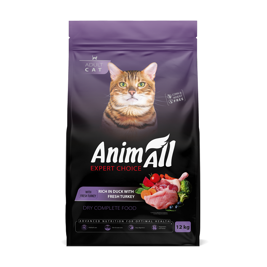 Корм сухой для взрослых кошек AnimAll Полнорационный со свежей индейкой и уткой 12 кг (2998381773) Корм сухой для взрослых кошек AnimAll Полнорационный со свежей индейкой и уткой 12 кг (2998381773)