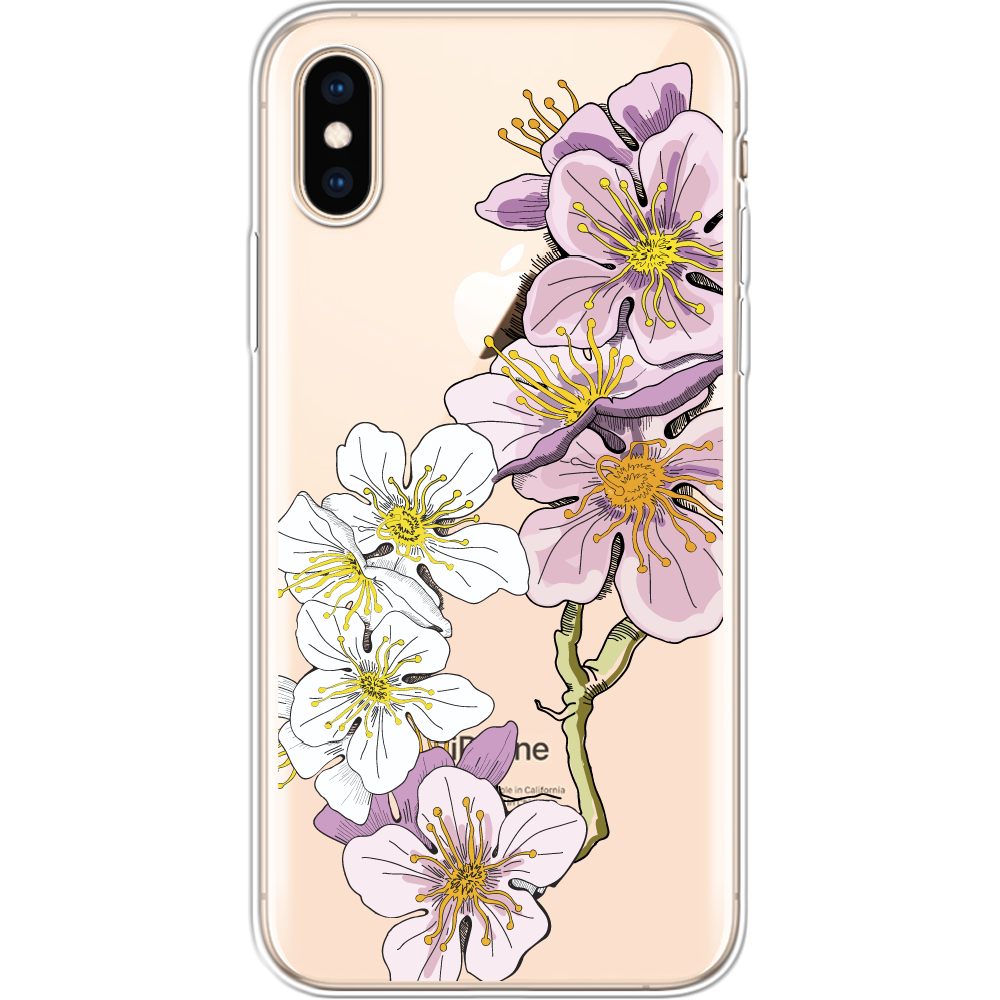 Чехол Boxface iPhone XS Cherry Blossom Прозрачный силикон (35413-cc4-32139)