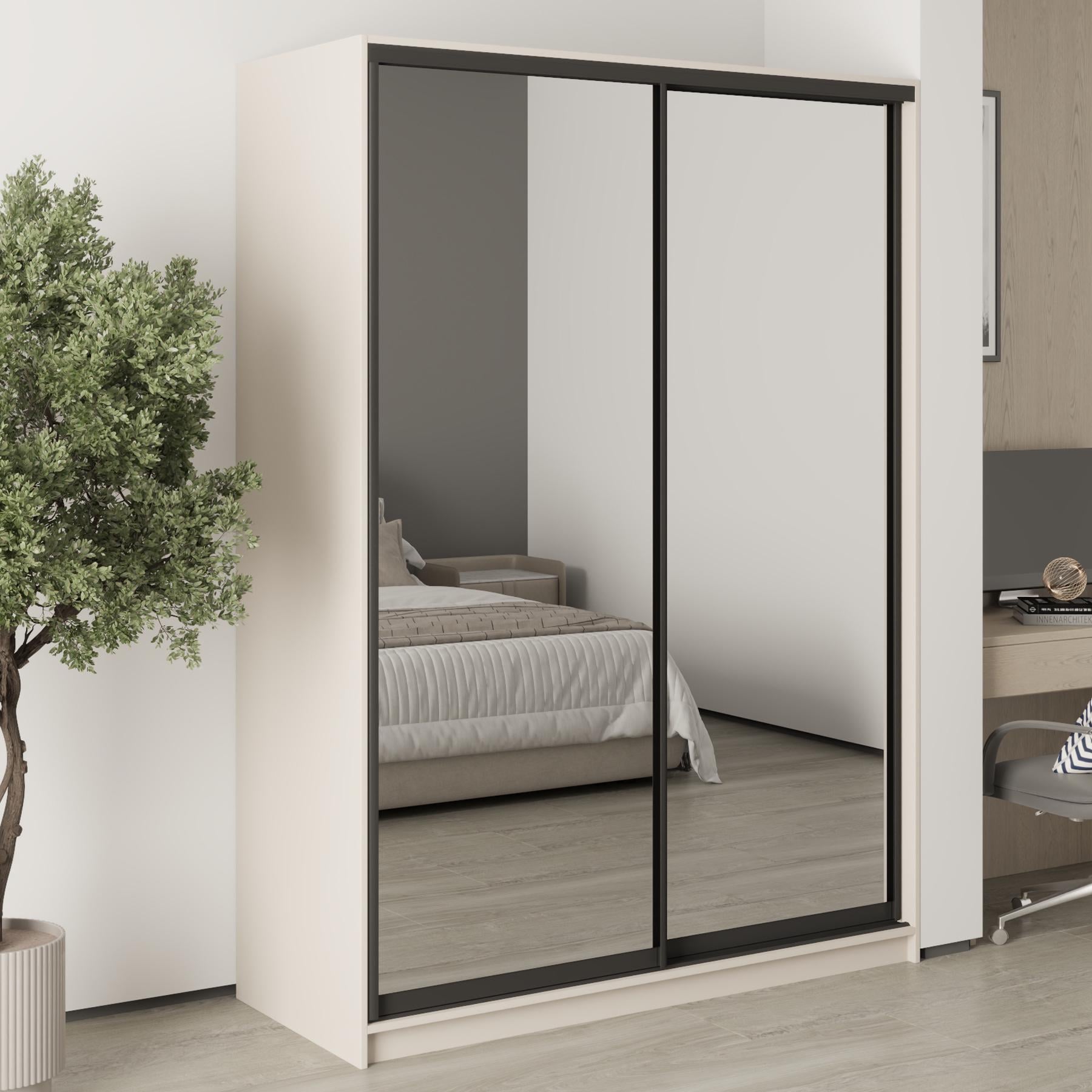 Шкаф-купе двухдверный MebelStar Стандарт BG 2 зеркала 150x45x210 см Кашемир (MBS-11178) Шкаф-купе двухдверный MebelStar Стандарт BG 2 зеркала 150x45x210 см Кашемир (MBS-11178)