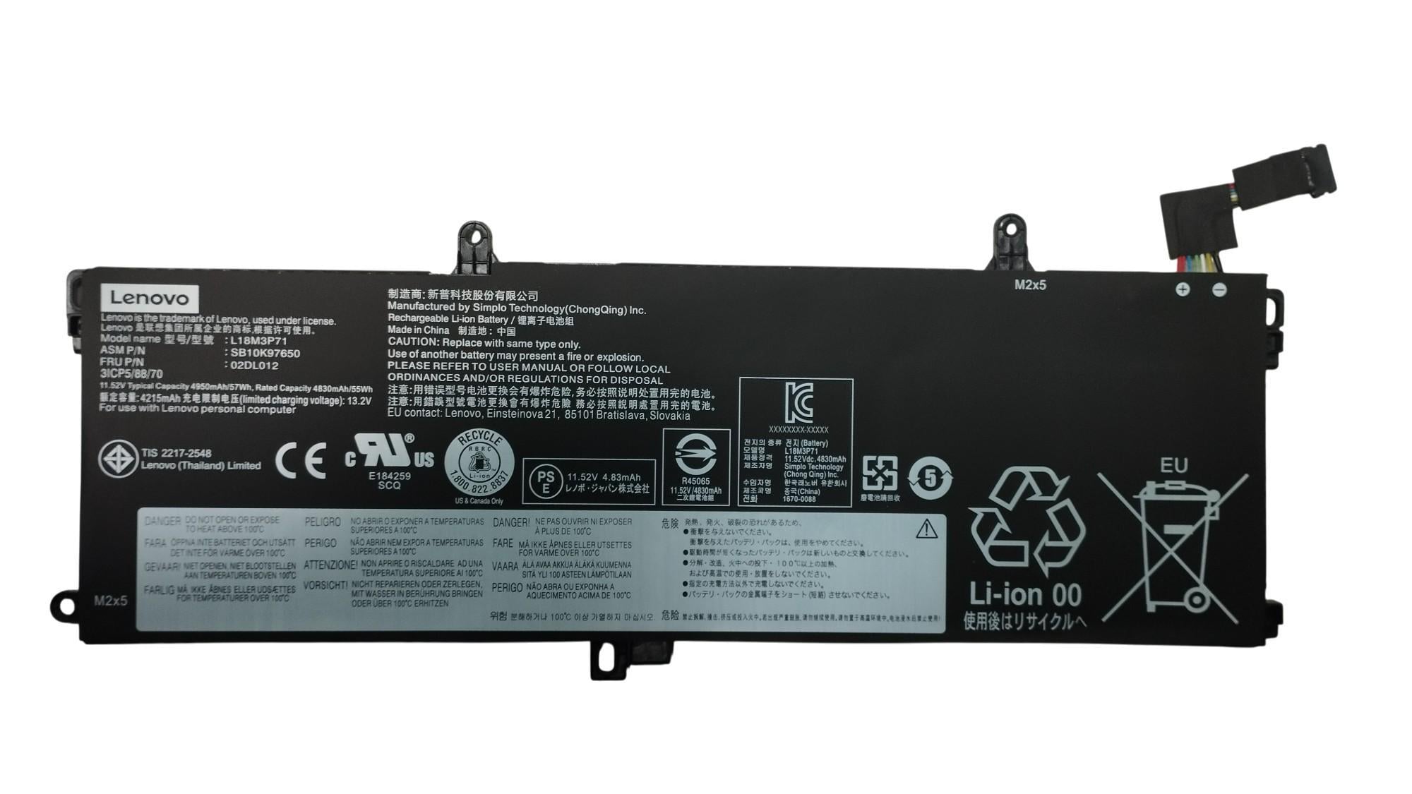 Аккумулятор для ноутбука Lenovo L18M3P71 ThinkPad 15 11,52 V 4950 mAh (084403)