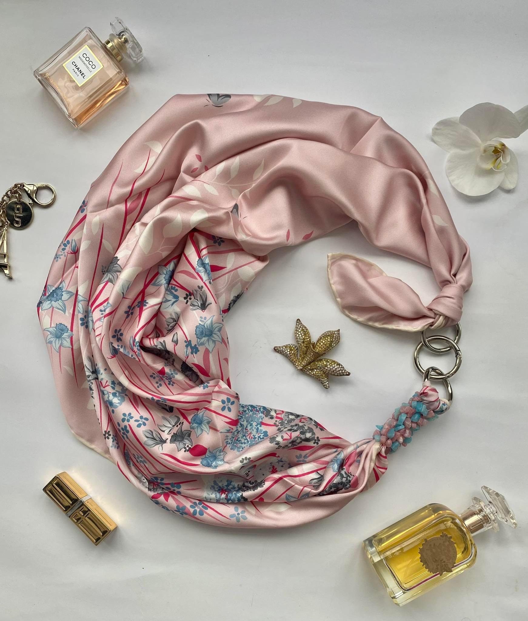 Платок дизайнерский шелковый My Scarf Королевская розовая жемчужина (х-062)