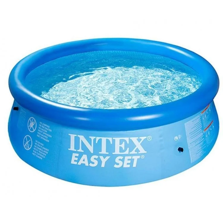 Бассейн круглый семейный надувной Intex Easy Set ПВХ наливной 2419 л 244x76 см от 6 лет Голубой (28110)