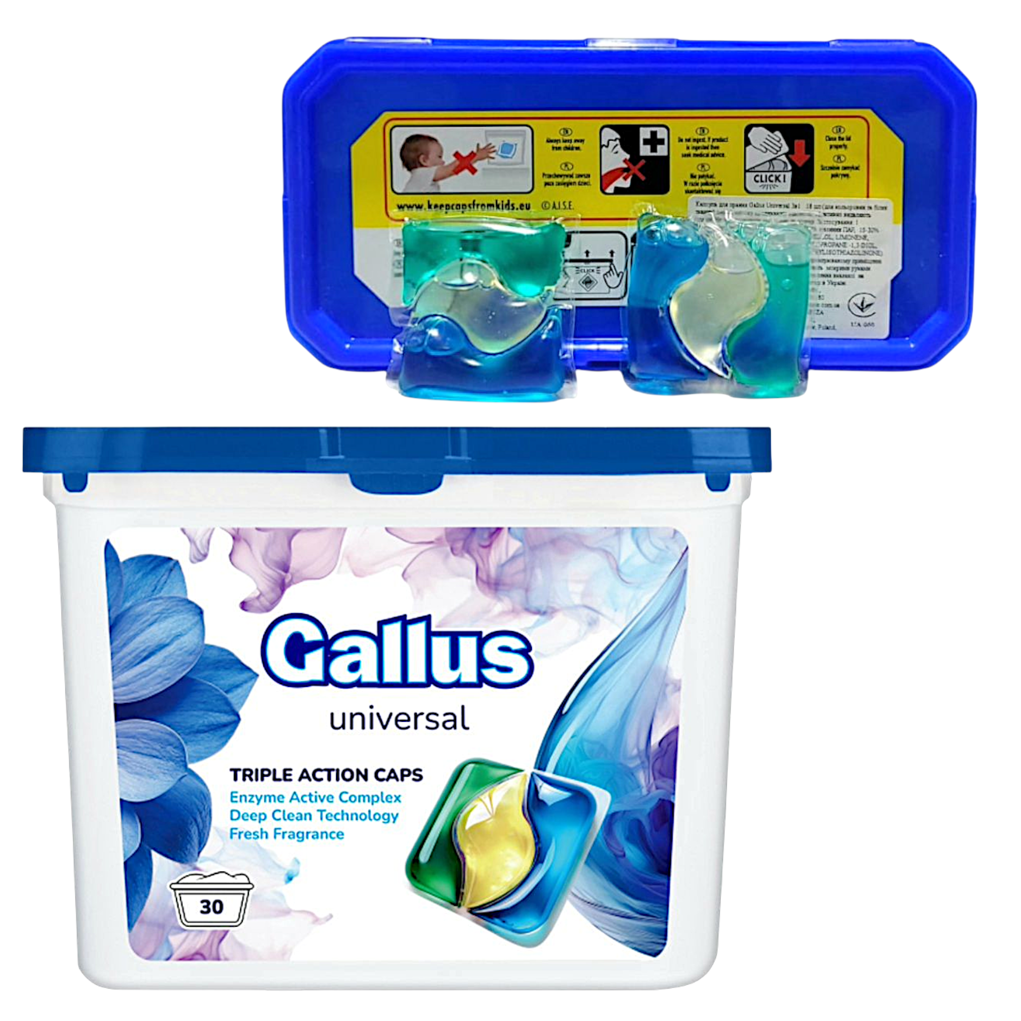 Капсулы для машинной стирки Gallus Universal 3in1 30 циклов стирки 30 шт. 490 г (301701)