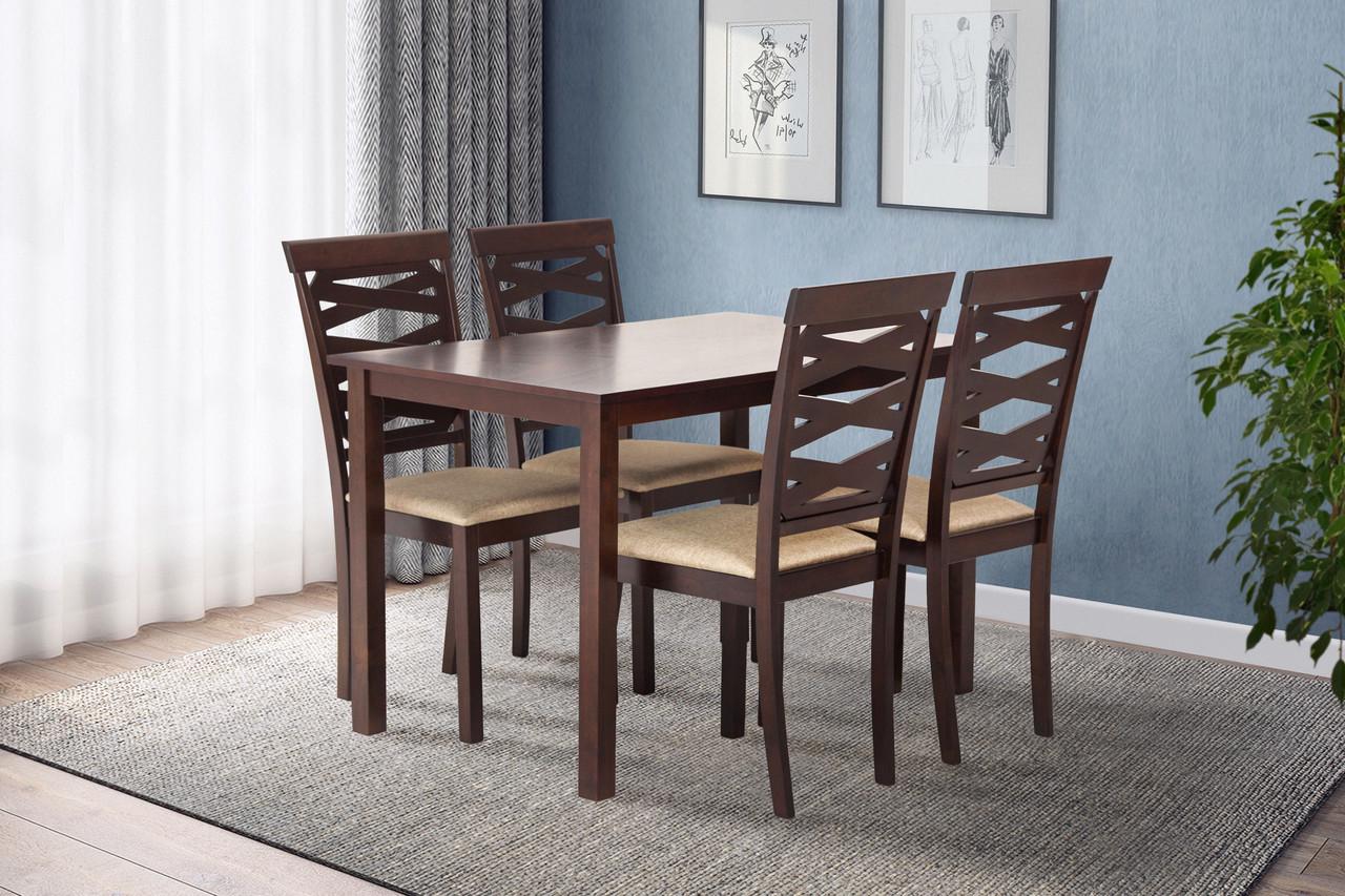 Комплект кухонный обеденный Sanro Бруклин деревянный Темный орех - фото 5 Комплект кухонный обеденный Sanro Бруклин деревянный Темный орех - фото 5