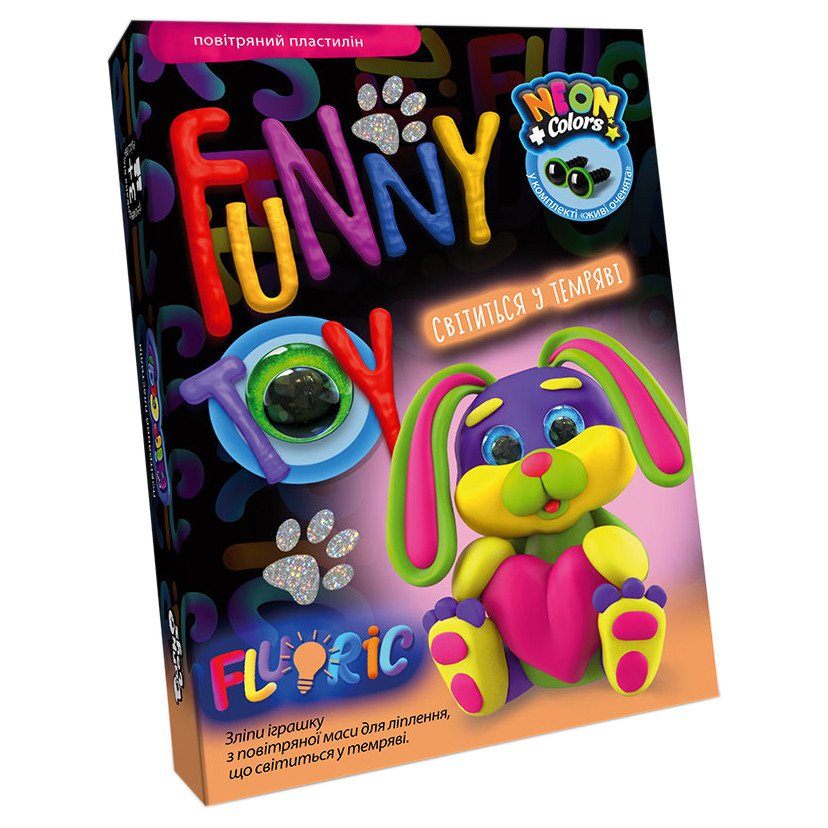 Набір креативної творчості Danko Toys AIR CLAY FLUORIC 4 кольори Зайчик від 3 років 13х9х3 см Різнокольоровий (PZ-340-P-225)