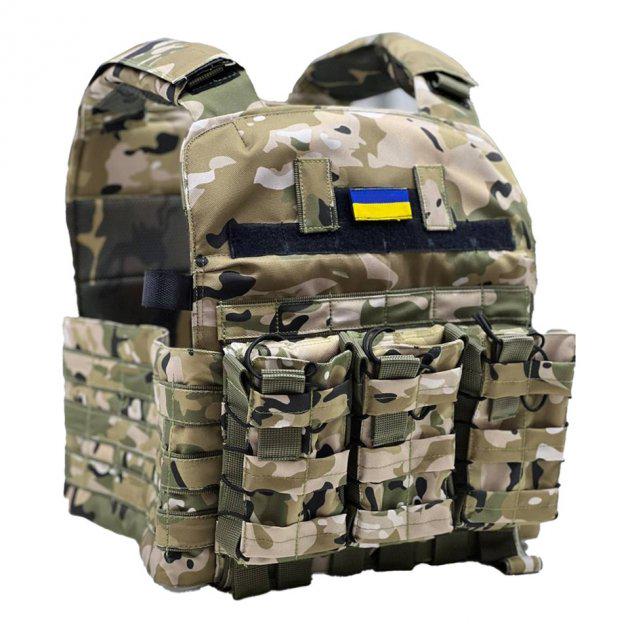 Плитоноска с трема подсумками под магазины АК Мультикам хаки (31697)