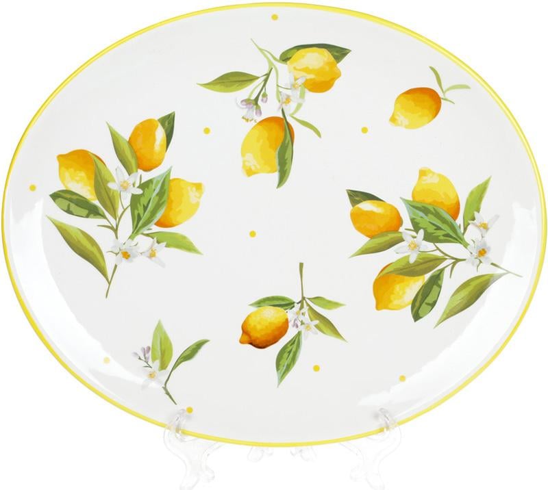 Блюдо керамическое Цитрусовое наслаждение овальное 30,5х25х2,5 см (BD-DM047-Y)