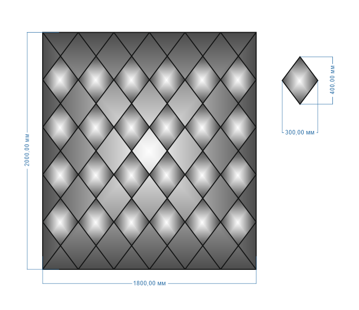 Плитка зеркальная панно 2000х1800 мм (135) - фото 2