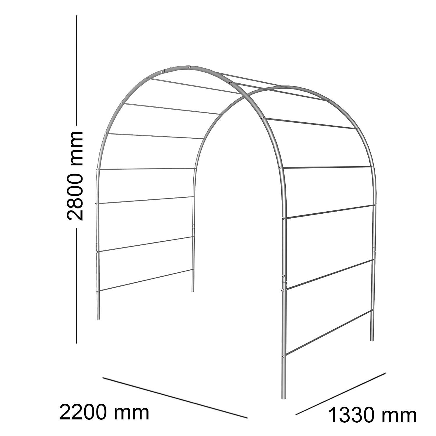 Опора для растений арка садовая 2800х2200х1330 мм d 24 мм/d 12 мм (АС-D24/D12-2800*2200*1330) - фото 2 Опора для растений арка садовая 2800х2200х1330 мм d 24 мм/d 12 мм (АС-D24/D12-2800*2200*1330) - фото 2