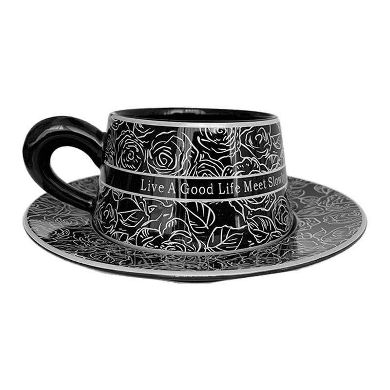 Набор кофейный керамический сувенирный Lesko JMD1129 чашка/блюдце/подарочная коробка Black (3006450895)