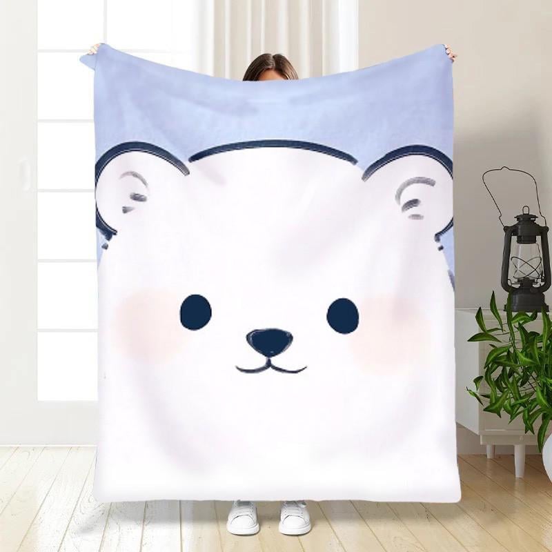 Плед-покрывало Медведь плюш/велюр полуторное 160х200 см Белый