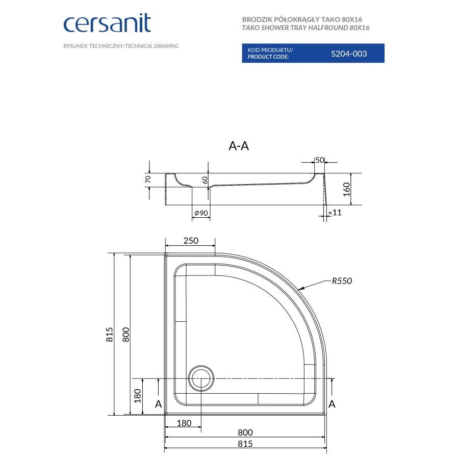 Поддон для душа Cersanit Тако S204-003 акрил 80x80x16 см (196104) - фото 4 Поддон для душа Cersanit Тако S204-003 акрил 80x80x16 см (196104) - фото 4