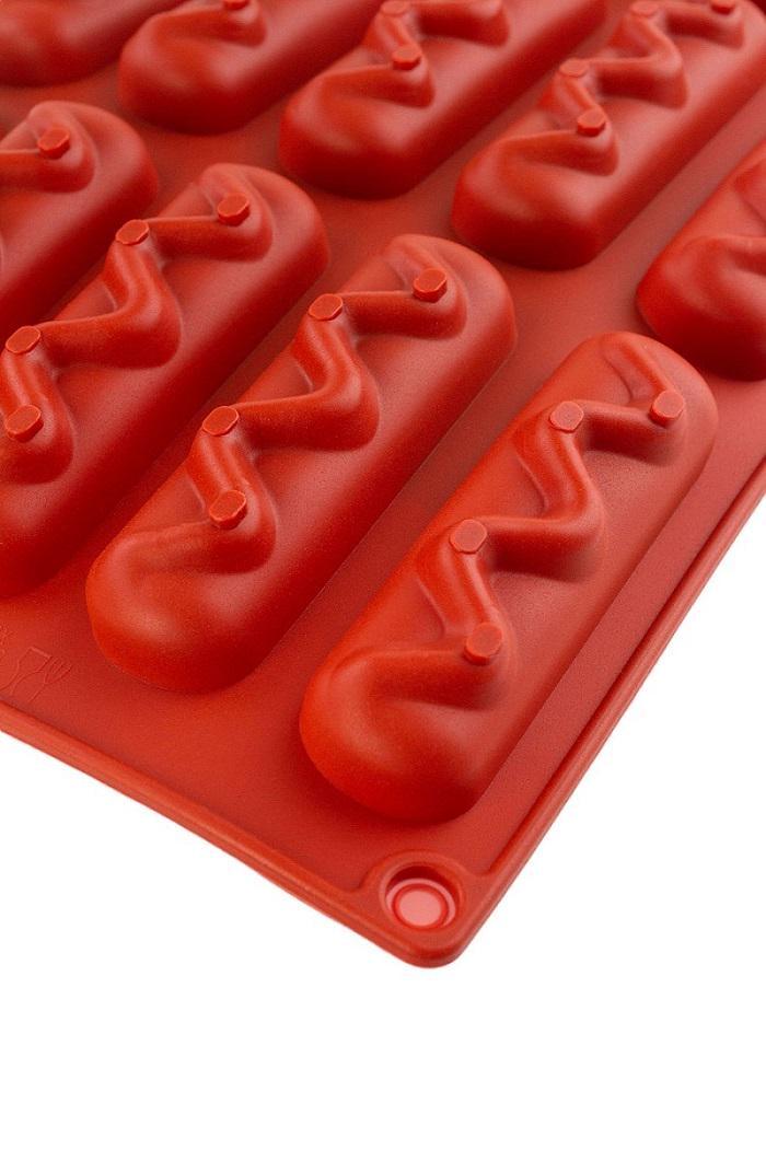 Форма силіконова One Chef для випічки Профі Шоко-Батоно 8,2х1,8,1,8 см на 15 осередків Червоний - фото 2