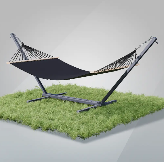 Гамак двухместный WISH 200x150 см с планкой и металлическим каркасом Черный (W-5050H08BL-2)